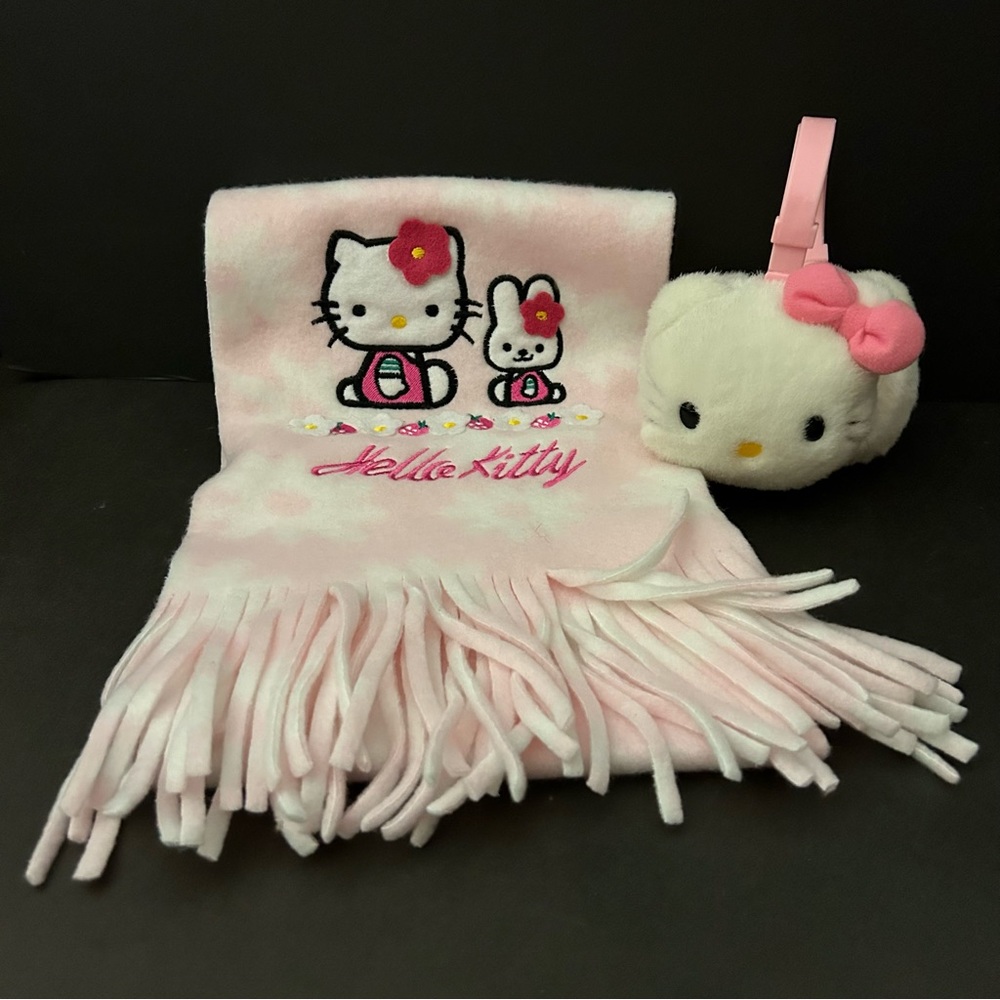 Hello Kitty fleece scarf and earmuffs